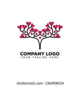 TREES WITH HEART LEAVES DESIGN LOGO 