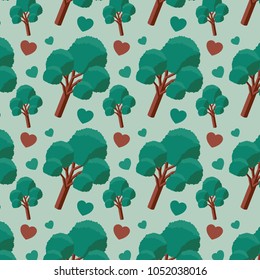 trees and hearts pattern background