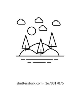 árboles en una ilustración de una línea de colina