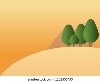 Trees and hills behind the sky are different colors. Different moods. And the shadows of trees that are sunlight shining down at various times.