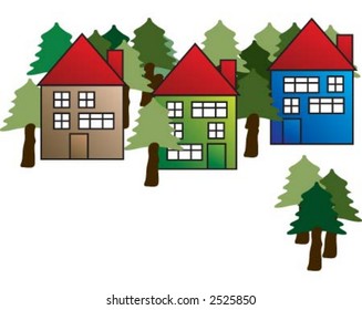 Trees and houses