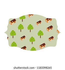 Trees and houses frame isolated