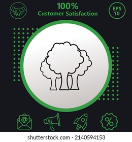 Trees icon. Background with a green pattern on a black background. modern design
