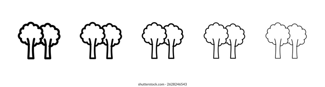 Trees icon in black. Vector illustration for graphic design