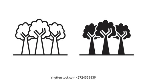 Icono de árboles en estilo doodle y stroke.