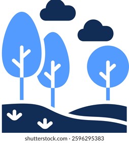 Trees Icon Glyph Color Vector Illustration