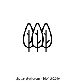 Icono de árboles con estilo de línea aislado en fondo blanco - icono simple
