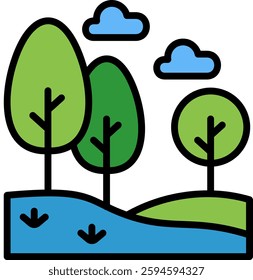 Trees Icon Lineal Color Vector Illustration