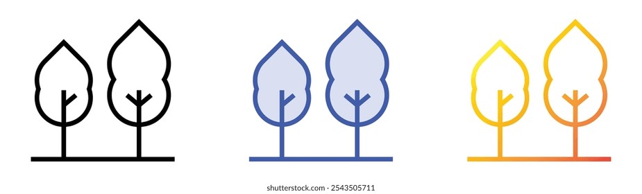 trees icon. Linear, Blue Fill and Gradient Style Design Isolated On White Background