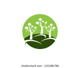 Trees icon logo vector template