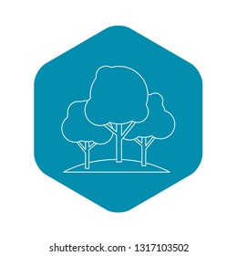 Trees icon in outline style on a white background vector illustration