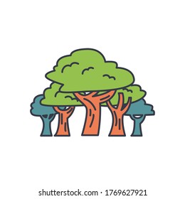 trees icon over white background, fill style, vector illustration