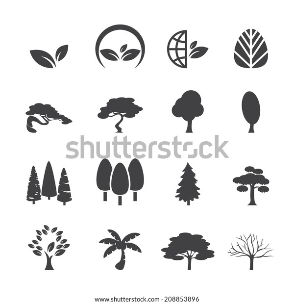 Trees Icon Set Stock Vector Royalty Free Shutterstock