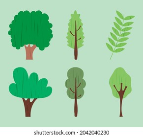 trees icon set on green background