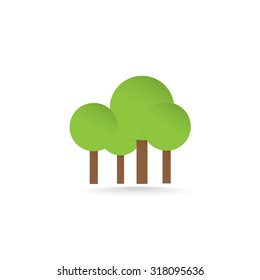 Trees icon with shadow, vector illustration