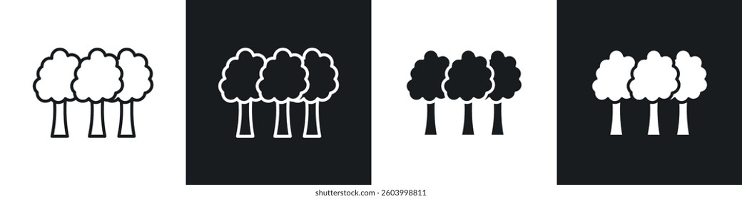 Trees icon symbol collection on white background.