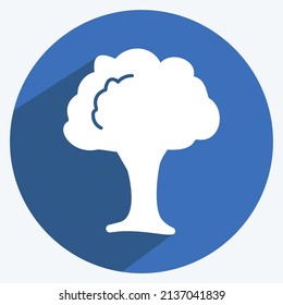 Trees Icon in trendy long shadow style isolated on soft blue background