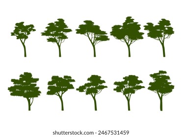 Trees icon vector illustration set. Plants and nature symbol element isolated on white background.
