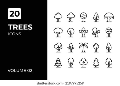 Colección de iconos de árboles. Set contiene Iconos como botánica, rama, marca, marca y más