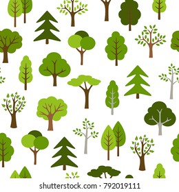 Trees icons pattern - seamless background. Can illustrate any nature topic.