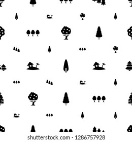 trees icons pattern seamless white background. Included editable filled tree, pine tree, home on island icons. trees icons for web and mobile.
