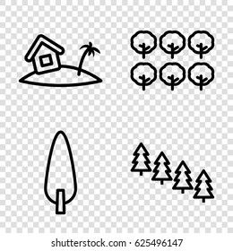 Trees icons set. set of 4 trees outline icons such as tree, pine tree, pine-tree