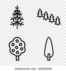 Trees icons set. set of 4 trees outline icons such as tree, pine tree