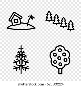 Trees icons set. set of 4 trees outline icons such as tree, pine tree, pine-tree