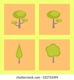 trees icons set. flat design
