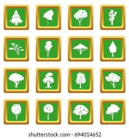 Trees icons set in green color isolated vector illustration for web and any design