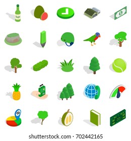 Trees icons set. Isometric set of 25 trees vector icons for web isolated on white background