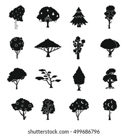 Trees icons set. Simple illustration of 16 trees vector icons for web