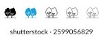 Trees icons vector illustrations in black and blue colors for web and ui designs