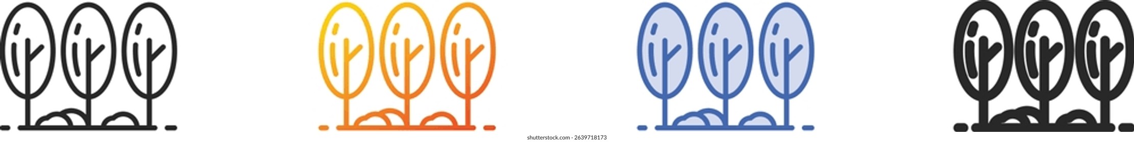 trees icon.Thin Linear, Gradient, Blue Stroke and bold Style Design Isolated On White Background