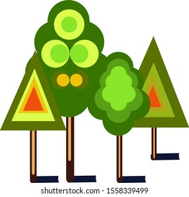Árboles, ilustración, vector sobre fondo blanco.