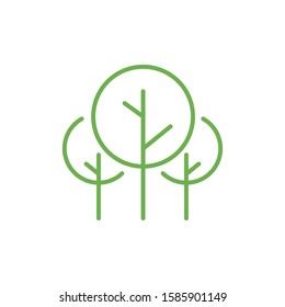 Trees illustrations. Simple icons of green plants. Stock vector illustration isolated on white background.