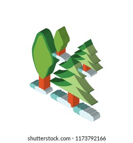 Trees isometric left top view 3D icon