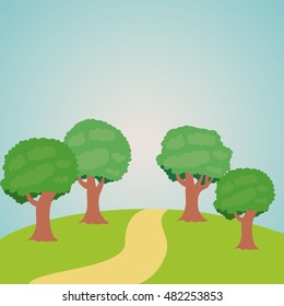trees and landscape icon. Good day in the park theme. Colorful design. Vector illustration