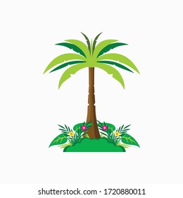 Trees and leaf vector background design template