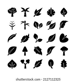 Trees and Leaves icon set vector solid for website, mobile app, presentation, social media.