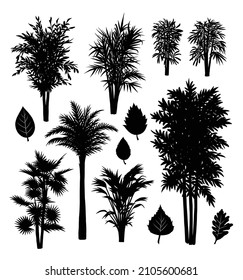 trees and leaves silhouette good use for symbol or any design you want