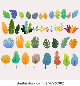 Trees and leaves vector set, Used for illustration design.