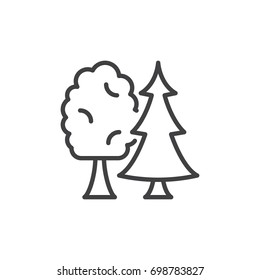 Trees line icon, outline vector sign, linear style pictogram isolated on white. Forest symbol, logo illustration. Editable stroke. Pixel perfect vector graphics