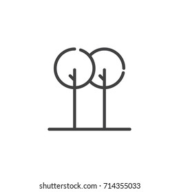 Trees line icon, outline vector sign, linear style pictogram isolated on white. Symbol, logo illustration. Editable stroke
