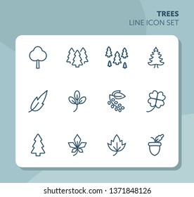 Trees line icon set. Park, forest, leaf, plant, flora. Nature concept. Can be used for topics like hiking, reserve, environment
