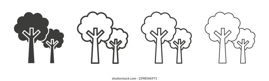 Trees line icon vector illustration set.