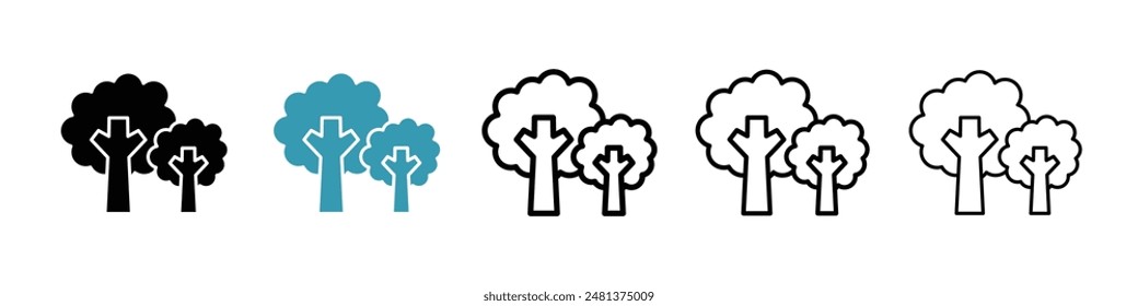 Trees line icon vector set.
