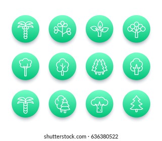 Trees line icons pack