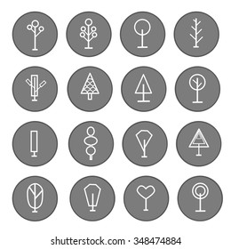 Trees line icons, simple and thin line design.  