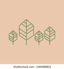 Trees line minimalist icon. outline vector illustration
